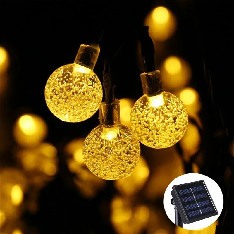 

Solar LED Crystal Ball String Light 10M Waterproof Fairy Lights Christmas Wedding Garland Garden Lawn Tree Outdoor Decoration