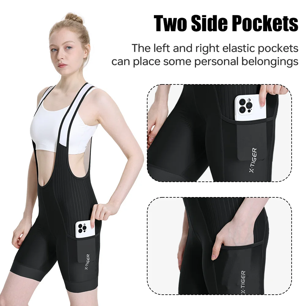 X-TIGER Women's Cycling Bib Shorts High-Waisted Breathable Cycling Bib Shorts Pro Padded Bicycle Short Road MTB Cycling Tights 4