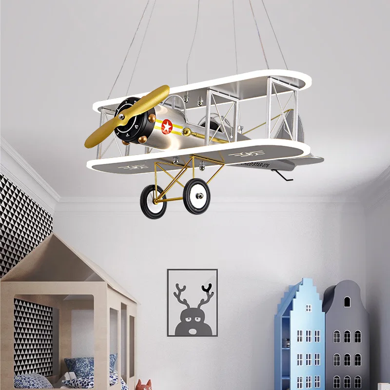 Creative Children's Room Airplane Light Boy Bedroom Chandeliers Minimalist Modern Nursery Youth Room Chandelier Helicopter Lamps