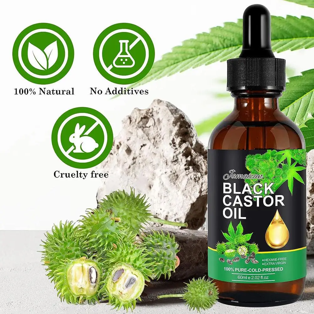 Black Castor Oil Nourishes Skin Massage Essential Oil Products Skin Eyebrows Prevents Growth Care Hair Aging C2G9 images - 6