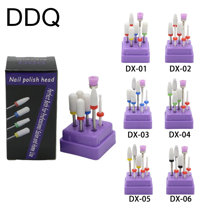 DDQ 7 Pcs Combined Milling Cutters Set For Manicure ,Ceramic Nail Drill Bits Kit Electric Removing Gel Polishing Tools electric nail drill machine nail grinder manicure pedicure files tools kit gel remover nail polishing cutters kit