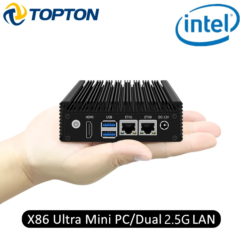 Topton X86 Fanless Mini PC J4125 J4105 Quad Core 2x i226V 2.5G Nics