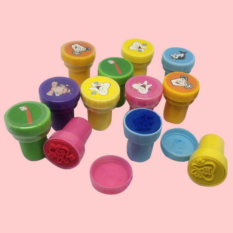 6/12 PCS Teeth Stamp Cartoon Christmas Stamp Brushing Reminder Tool Bonus Tool Holiday Gift Dental Small Gift Health Care Toys