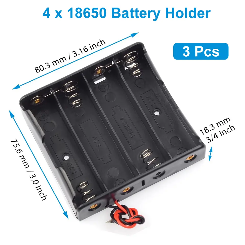 3pcs 18650 Battery Holder with Wire 3.7V,7.4V, 11.1V, 14.8V 18650 Battery Holder Box for Battery storage charging image 10