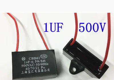 Cbb61 Fan Starting Capacitor 500V 1UF 1.2UF 1.5UF 1.8UF 2UF 2.5UF 3UF 4UF 5UF 6UF AC