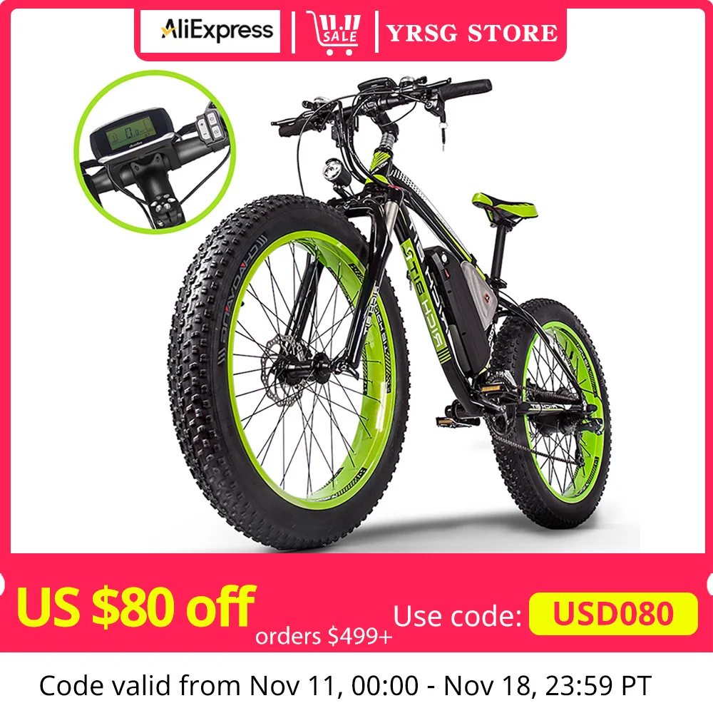 Electric Bike 1000W Ebike For Adult 22MPH Electric Bicycle 7-Speed Mountain Bike Fat Tire Snow E-Bike 48V 600Wh Battery