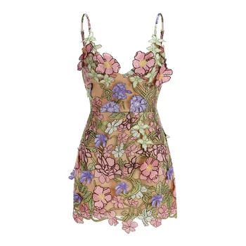 Aveline 3D Floral Embroidered Mini Dress