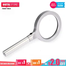 

FGHGF 5-10 Times Aluminum Alloy 12 Bright Lamp LED Reading Magnifying Handheld Glass Magnifier With Shockproof Cloth Bag