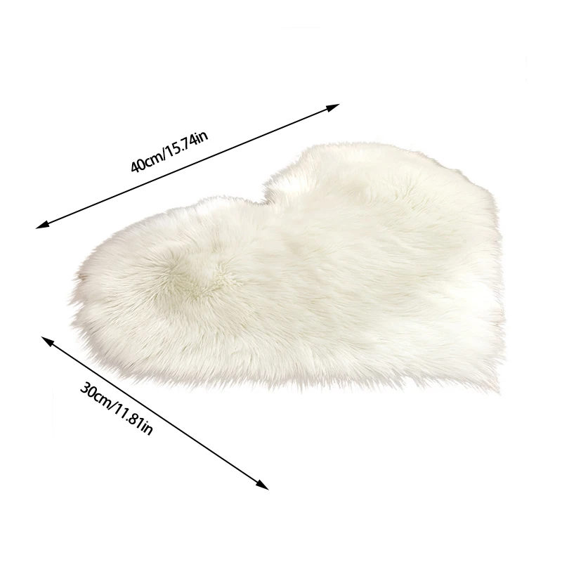 30x40cm Small Size Heart Shaped Fluffy Rug Shaggy Faux Wool Carpet Sofa Cushion Living Room Bedroom Decorative Floor Mats floor mat shaggy rugs