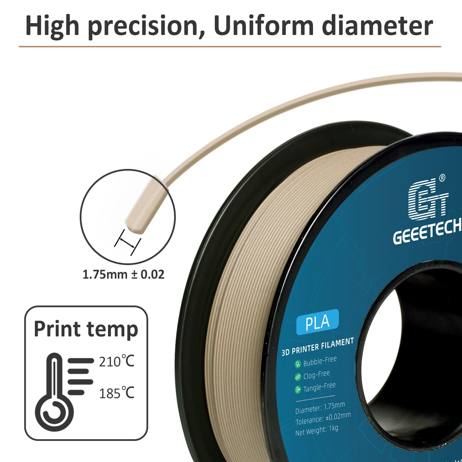 Geeetech Filamento Pla Madeira para Impressora 3d Plástico Colorido Embalagem a Vácuo Armazém Local Pla 1kg 1.75 mm Fdm - Imagem 2