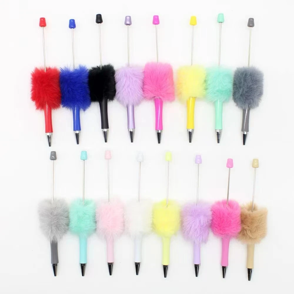 

150Pcs Plush Bead Pen Creative DIY Plush Beaded Ballpoint Pens Beadable Pen Cute Style Plush Cute Stationery Office Accessories