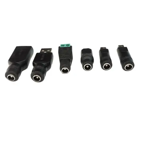 DC 전원 암 잭-미니 5 핀 USB A 수 암 Mirco C 타입 커넥터, 노트북용 전원 어댑터 플러그 커넥터, 5.5x2.1mm 2