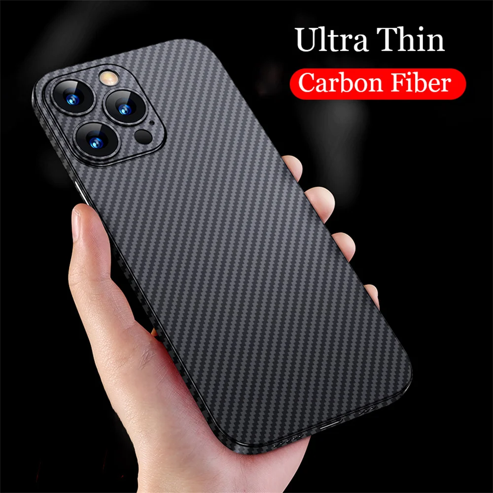 Luxury Ultra Thin Carbon Fiber Matte Case For iPhone 14 13 12 Mini 11