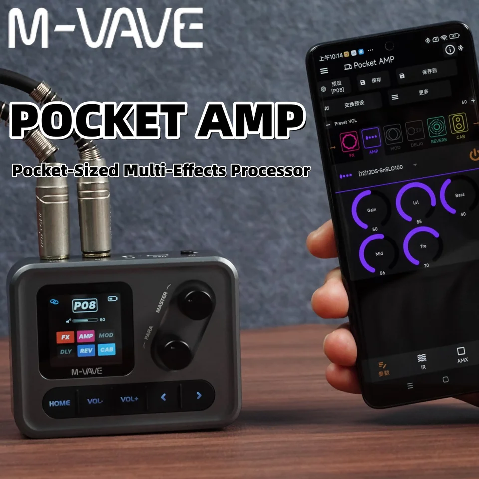 M-VAVE Pocket AMP Mini Guitar Pedal w/ Noise Reduction, Drum