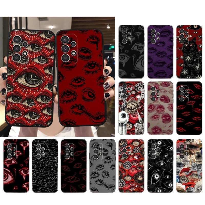 

Scary Face Eyes Phone Case For Samsung A73 A13 A14 A32 A71 A33 A52 A53 A72 A51 A22 A23 A34 A54 A52 Shell