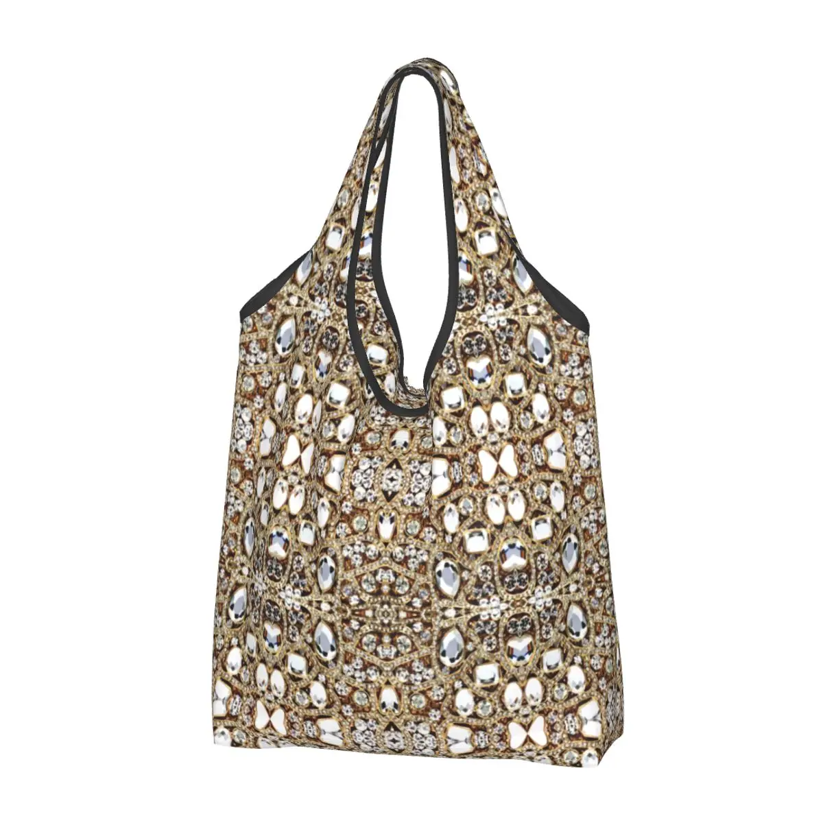 Fashion Jewelry Gemstone Silver Crystal Shopping Tote Bags Portable Glitter Rhinestones Diamonds Groceries Shopper Shoulder Bag