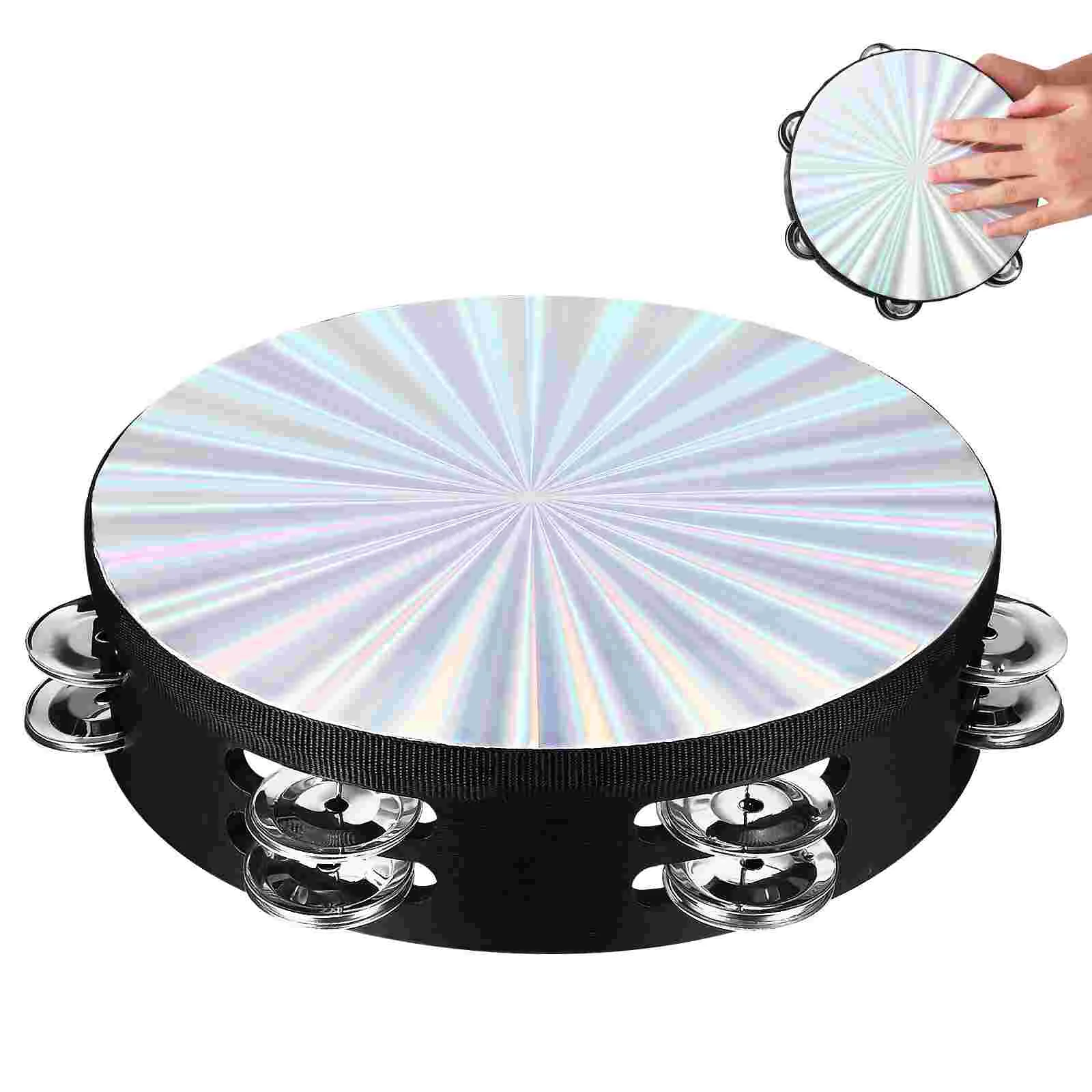 

8 Inch Laser Double Row Hand Tambourine 1pcs Musical Instruments For Adults Latin Tambourines Church Wood Child