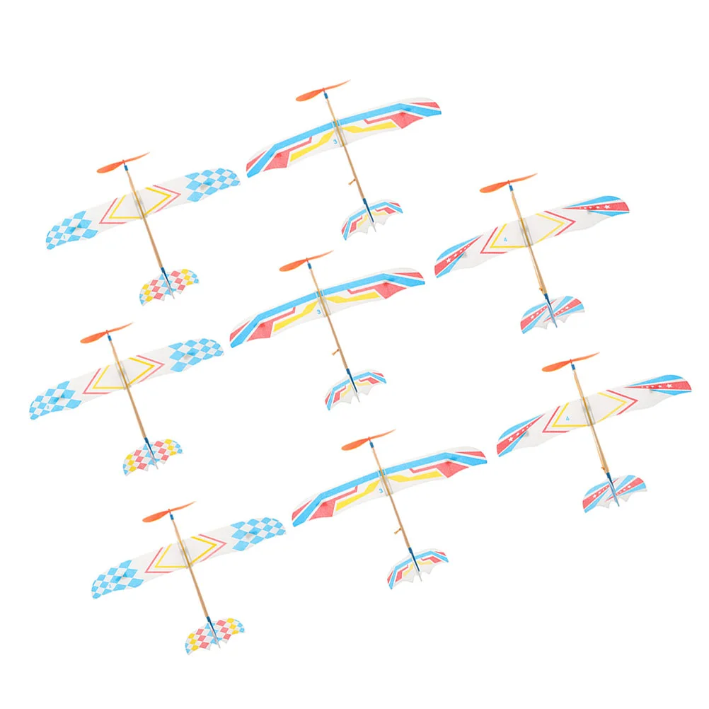 

8 Pcs Rubber Band Plane Kids DIY Toys Airplane Glider Planes Models Small Outdoor Flying For Wooden Student Childrens