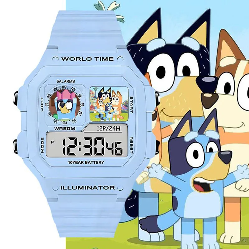 Anime Bluey Cartoon Watch Cute Kids Student Waterproof Wear Resistant Shockproof Kawaii Accessories Electronic Watch Toys Gift 6