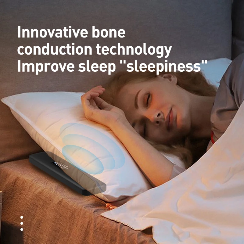 Under Pillow Bone Conduction Speaker Ultra-thin Sleep Aid Wireless Bluetooth Soundbar Hifi Stereo TF Card Music Player Time off