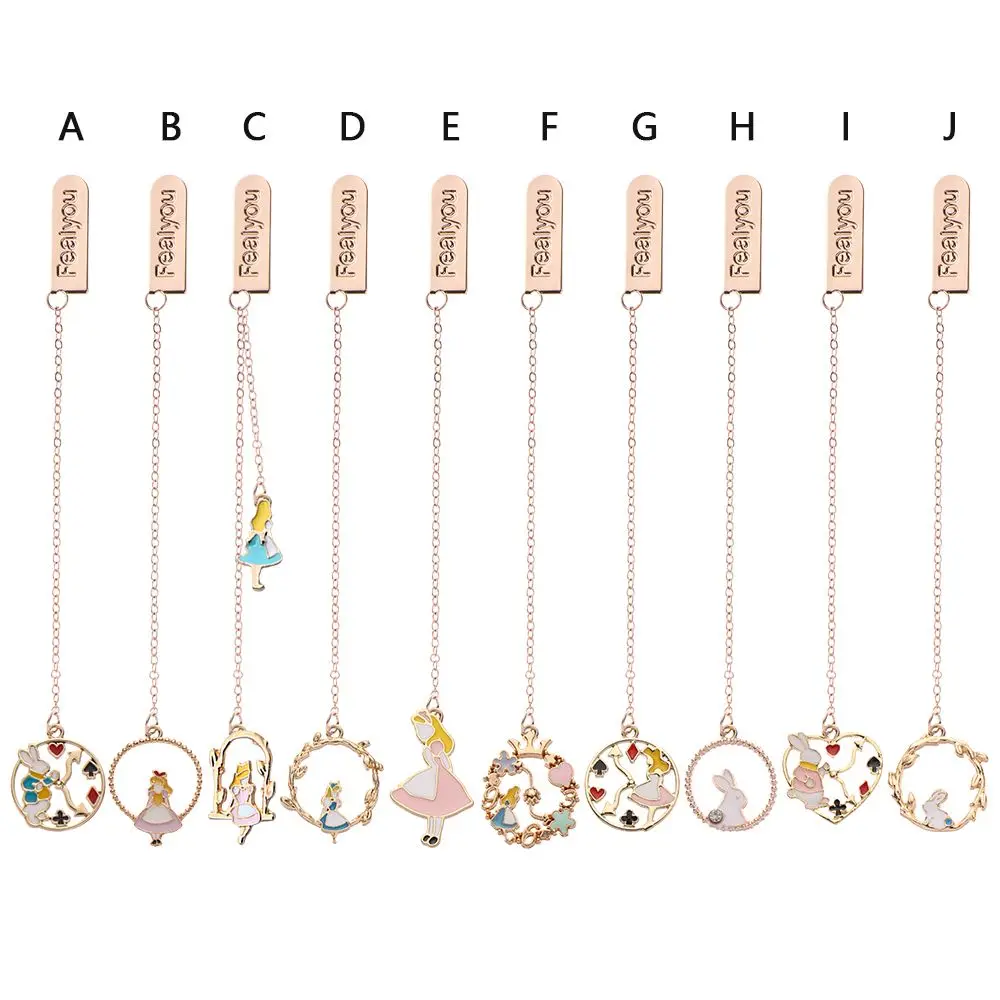 New Cartoon Character Dreamy Bookmarks Fairy Girl Painting Metal Bookmark With Hanging Chain Pendant Student Stationery Supplies metal bookmark bookmarks stationery supplies