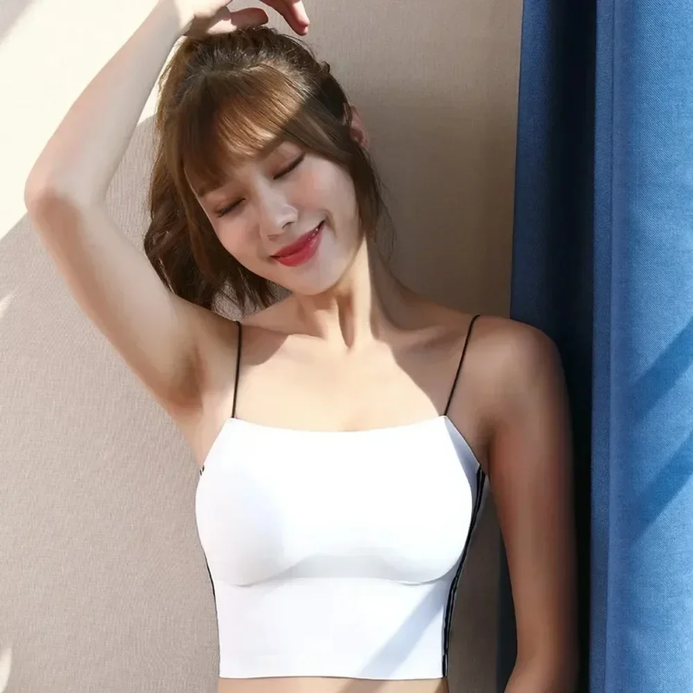 Womens Ice Silk Bras Seamless Beauty Back Bralette Sexy Lingerie Wire Free Underwear Tube Tops Cropped Brassieres