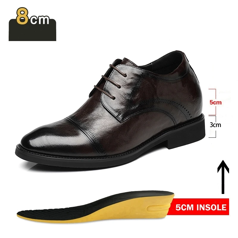 Man Elevator Shoes Business Dress Leather Shoes 3/6/8cm Formal High Quality Oxfords Versatile Wedding