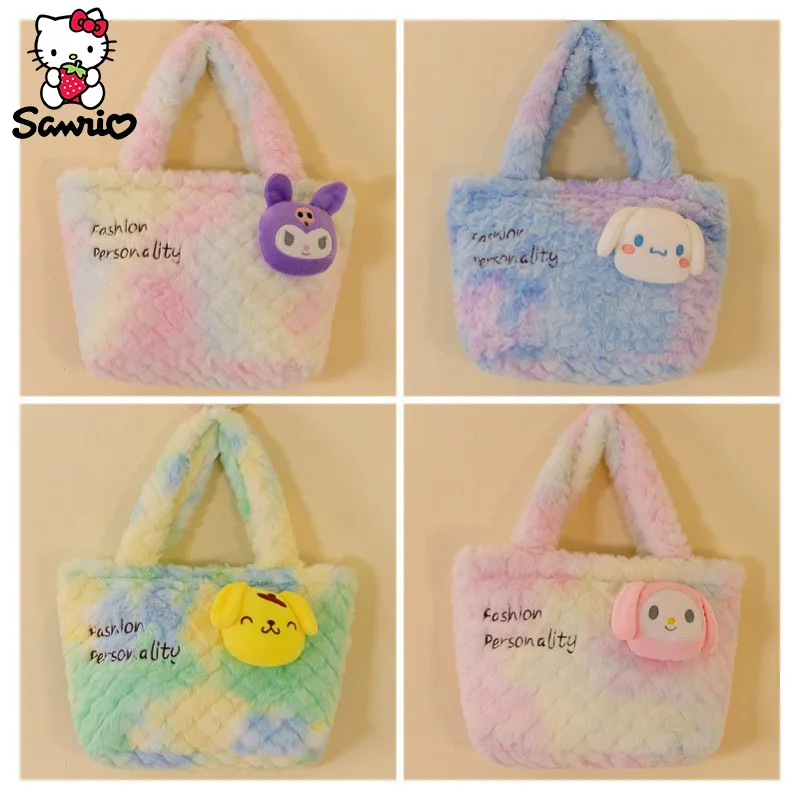 

Sanrio Plush Bag Cinnamoroll Shoulder Bag Kuromi Makeup Handbag My Melody Backpack Plushies Pouch Women Christmas Gift Girl Toy