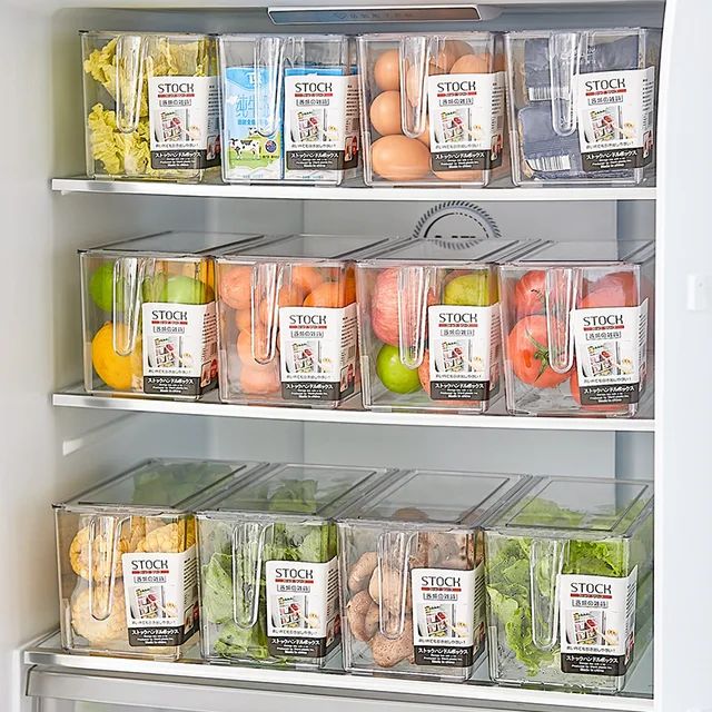 Boîte de rangement pour réfrigérateur, tiroir, porte latérale du réfrigérateur, boîte de rangement pour œufs de cuisine, qualité alimentaire congelée, boîte transparente de conservation des frais 1