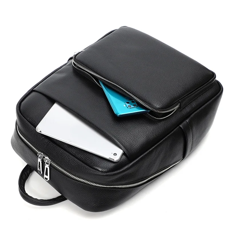 YIFANGZH  Backpack Men, Genuine Cowhide Ruckpack  Laptop 15.6 inch  School Daypack Travel Business Shoulder Bags