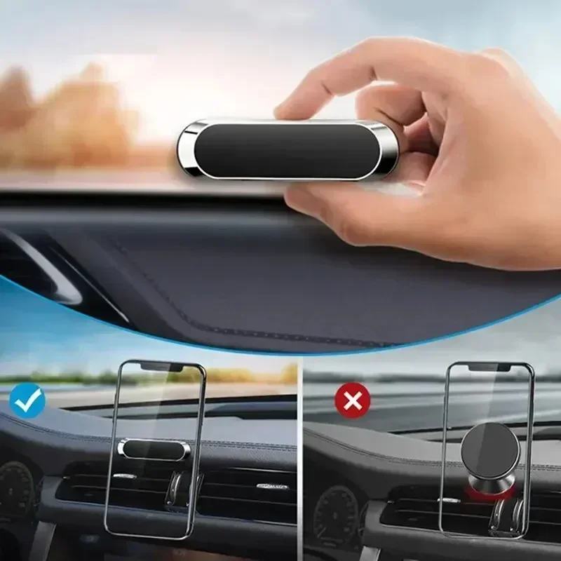 Simple Mini Strip Shape Magnetic Car Phone Holder Car Accessories GPS Navigation Support Stand for iPhone Huawei Samsung Xiaomi 6