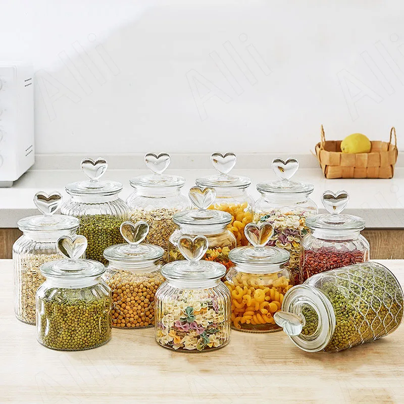 European Glass Storage Jar Geometric Patterns Relief Decor Creative