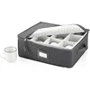 Kitchen Coffee Cup Storage Box Grey Foldable Fabric Teacup Mug Dust Proof Storage Basket with Lid Multifunctional Organizer 5