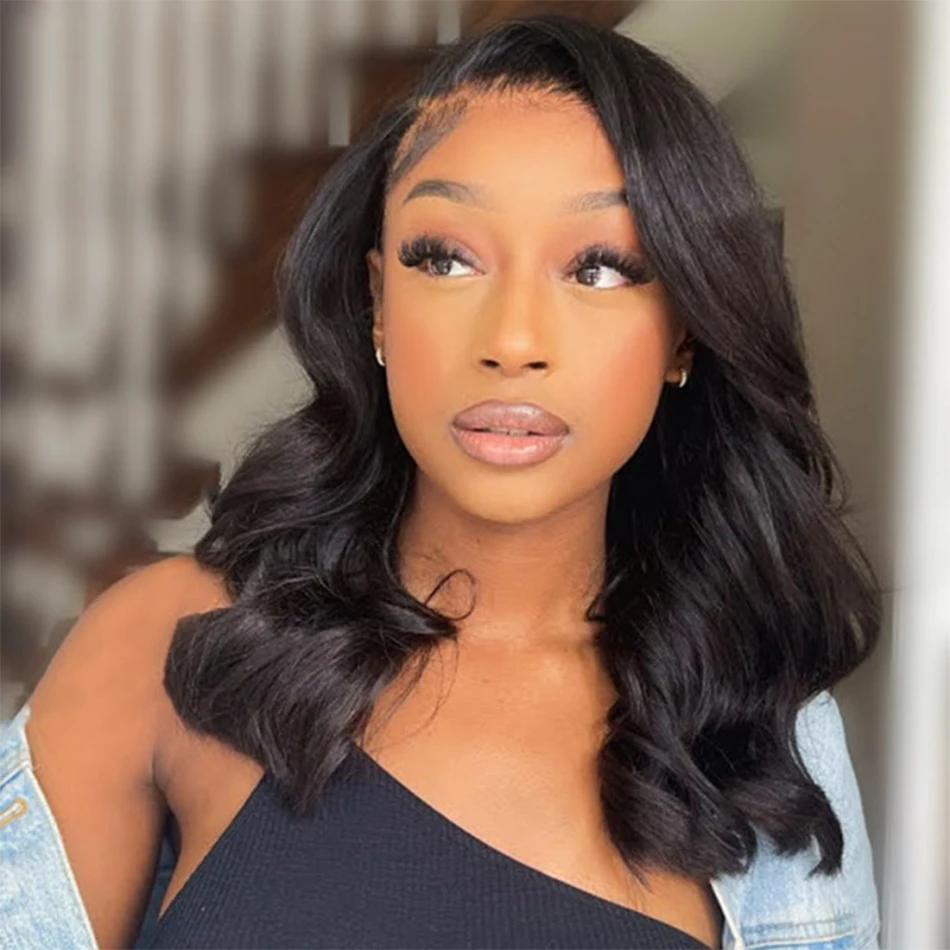 

Short Body Wave Bob Wig Lace Front Human Hair Wigs For Women HD Transparent Full Lace Frontal Wig Glueless Wig Remy Human Hair