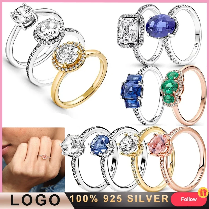 2023 Hot Original Logo 100% 925 Silver Popular Women's Sparkling Princess Crown Single Stone Ring DIY Light Luxury Charm Jewelry прогулочная коляска raiz ll stone grey 05stgr 2023 labala