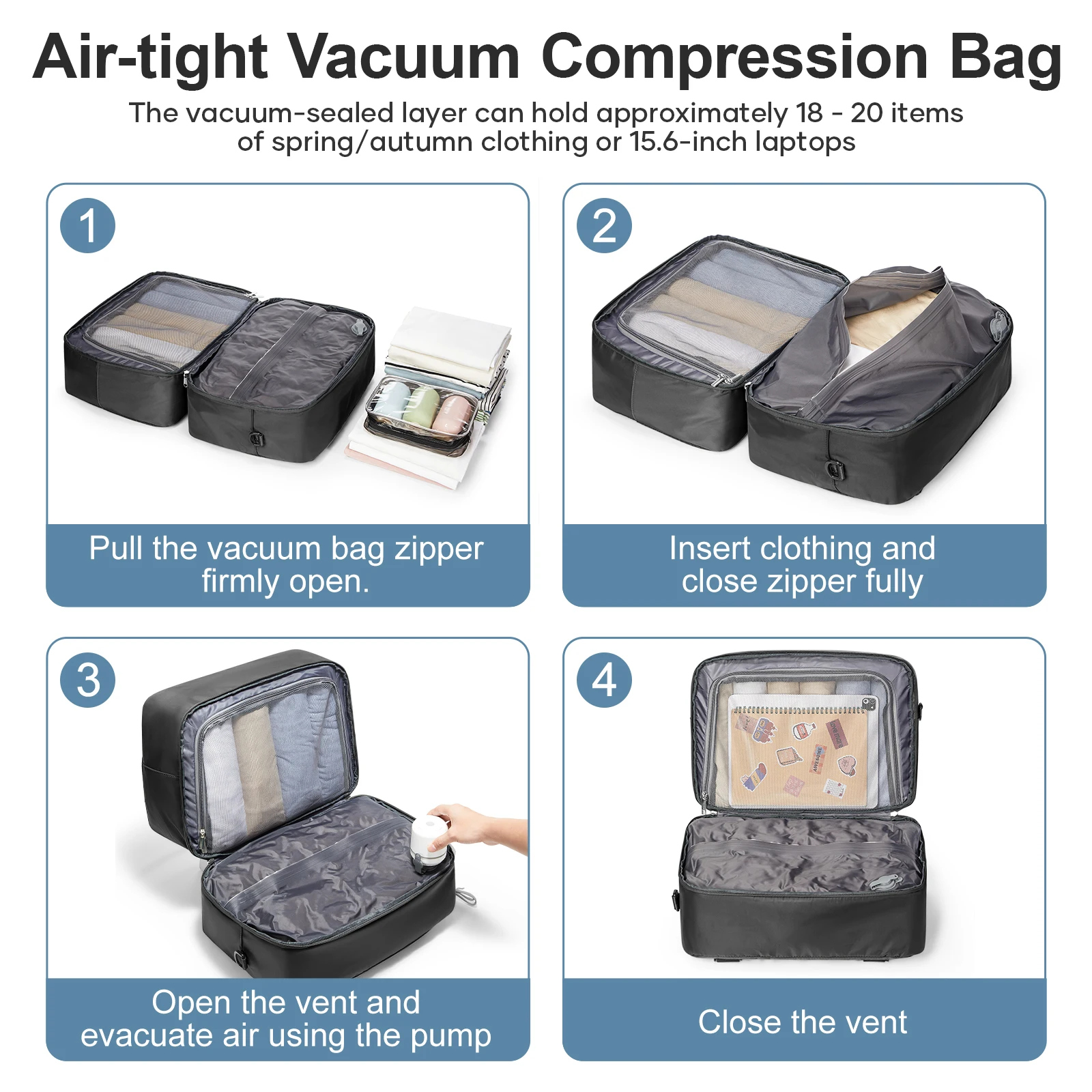 Clothing Storage Bag, Vacuum Compressed Luggage Large Travel Bag，Handbag Clothing Bag for Women Suit Bags for Business, Travel