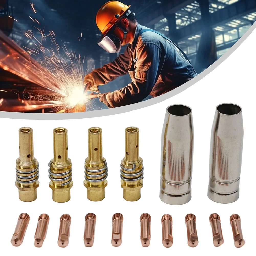 

16pcs 0.6/0.8/0.9/1.0/1.2mm MIG Welding MB15 15AK Contact Protective Nozzle Tips For Protective Nozzle Welding Supplies ﻿