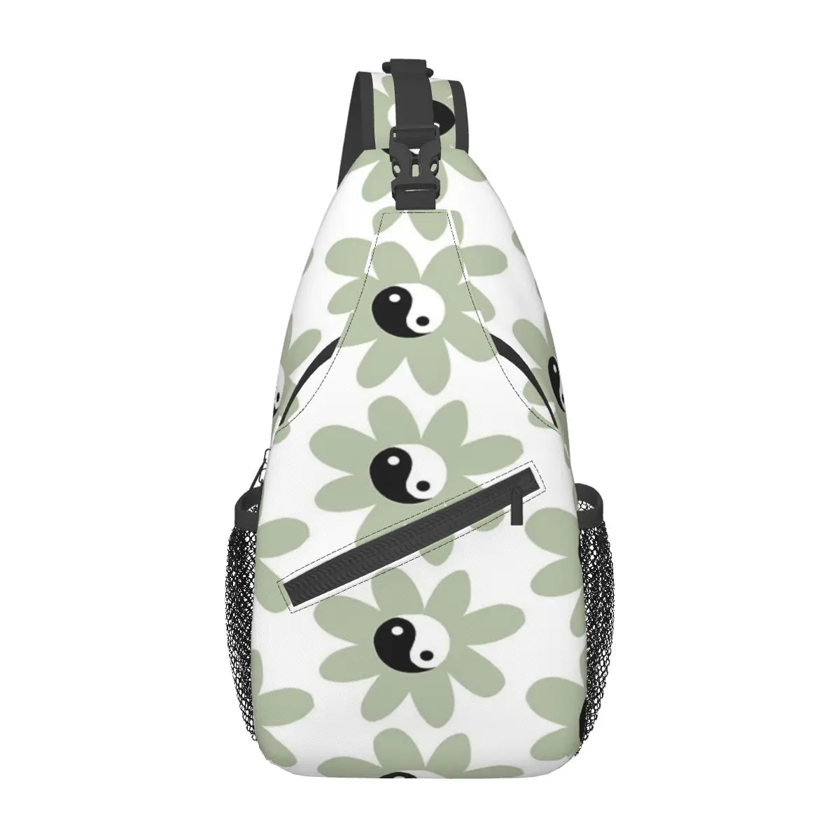 

Sage Green Yin Yang Daisy Chest Bag Personalized Large capacity Travel Cross chest bag Multi-Style