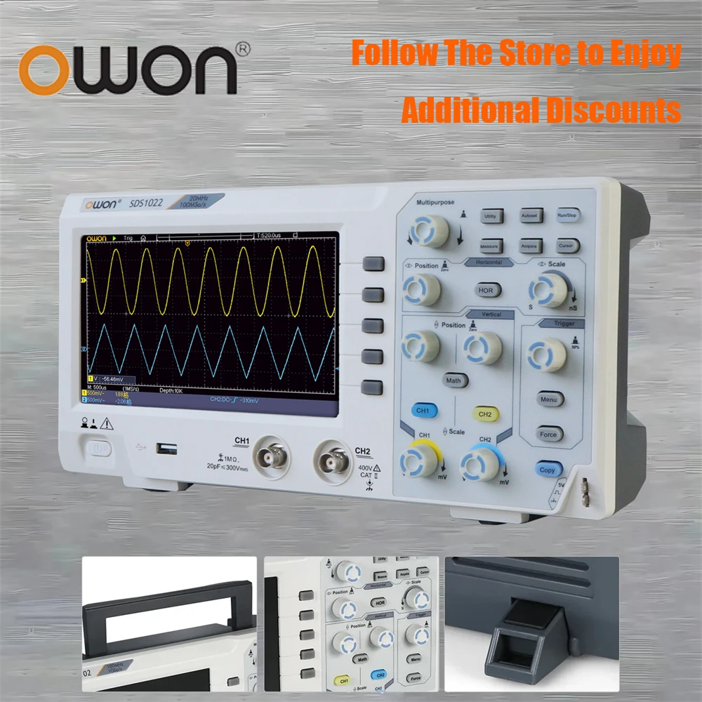 OWONSDS1022Oscilloscope2ChannelDigitalOscilloscopes20MHZ