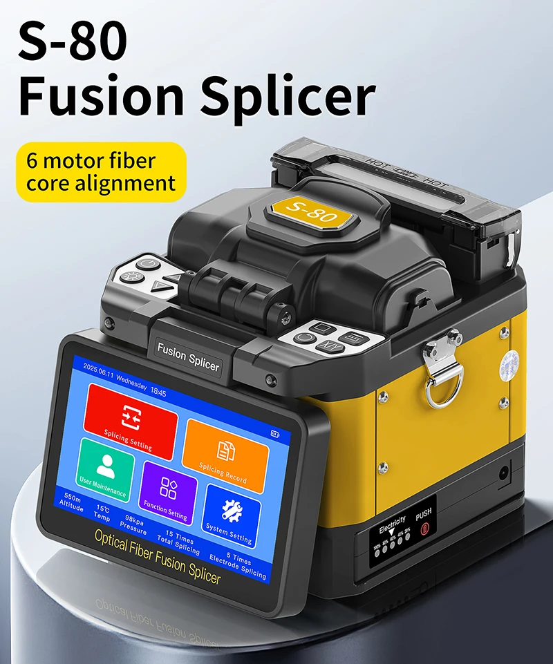 S-80/A-80F/A-10 Fiber Optic Fusion Splicer 6 Motors SM/MM Optical Fiber Core Hea