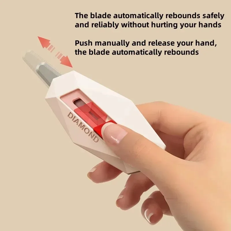 Diamond Safety Box Cutter - Round-Tip Magnetic Package Opener with Anti-Slip Grip for Mail & Carton Opening, Office & Home Use