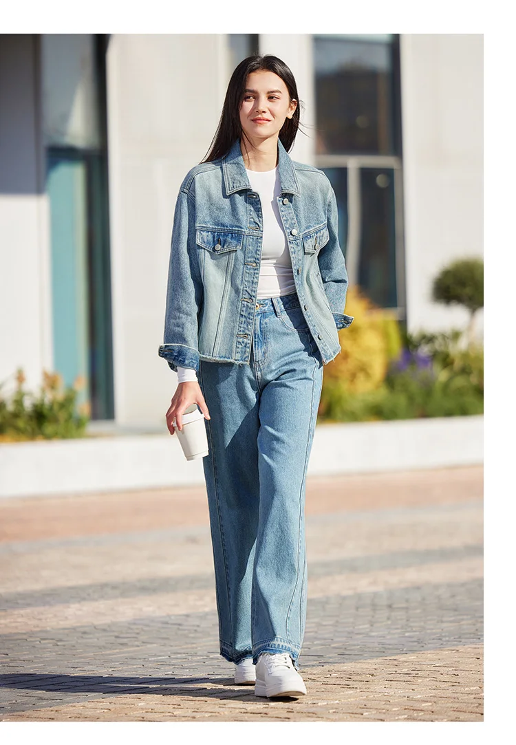Denim Jacket Women Short Style Fringed Trendy Street Style Spring Dopamine Loose Lapel Jacket