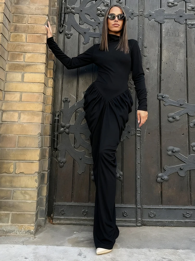 Nibber Full Sleeve Dress Woman Turtleneck Skinny High Stretch Daily Casual Basci Solid Classic Fashion Autumn New Style Vestidos