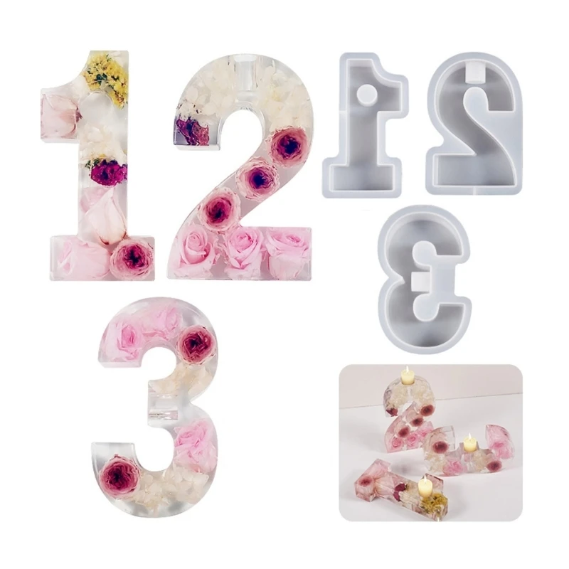 

Set of 3 Holder Mold Silicone Resin Molds Birthday Party Cake Decorations