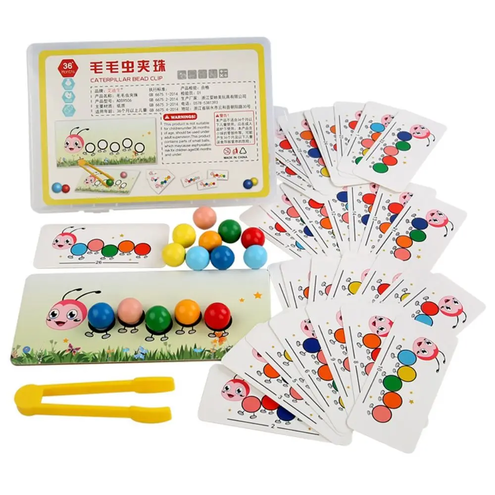 

Toy Montessori Sensory Toy Learning Cognition Caterpillar Peg Clip Board Color Matching Beads Game Wooden Jigsaw Toy