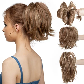 "Blonde Synthetic Claw Clip-In Ponytail Extensions - DIY Hair Bun, Hairpiece, False Pigtail for Women"