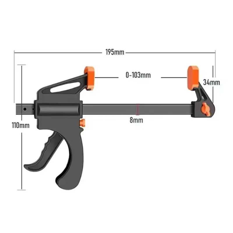 Woodworking Clamp 4 Inch Work Bar Clip Set 2PCS Hard Quick Ratchet Release DIY Carpentry Hand Tool