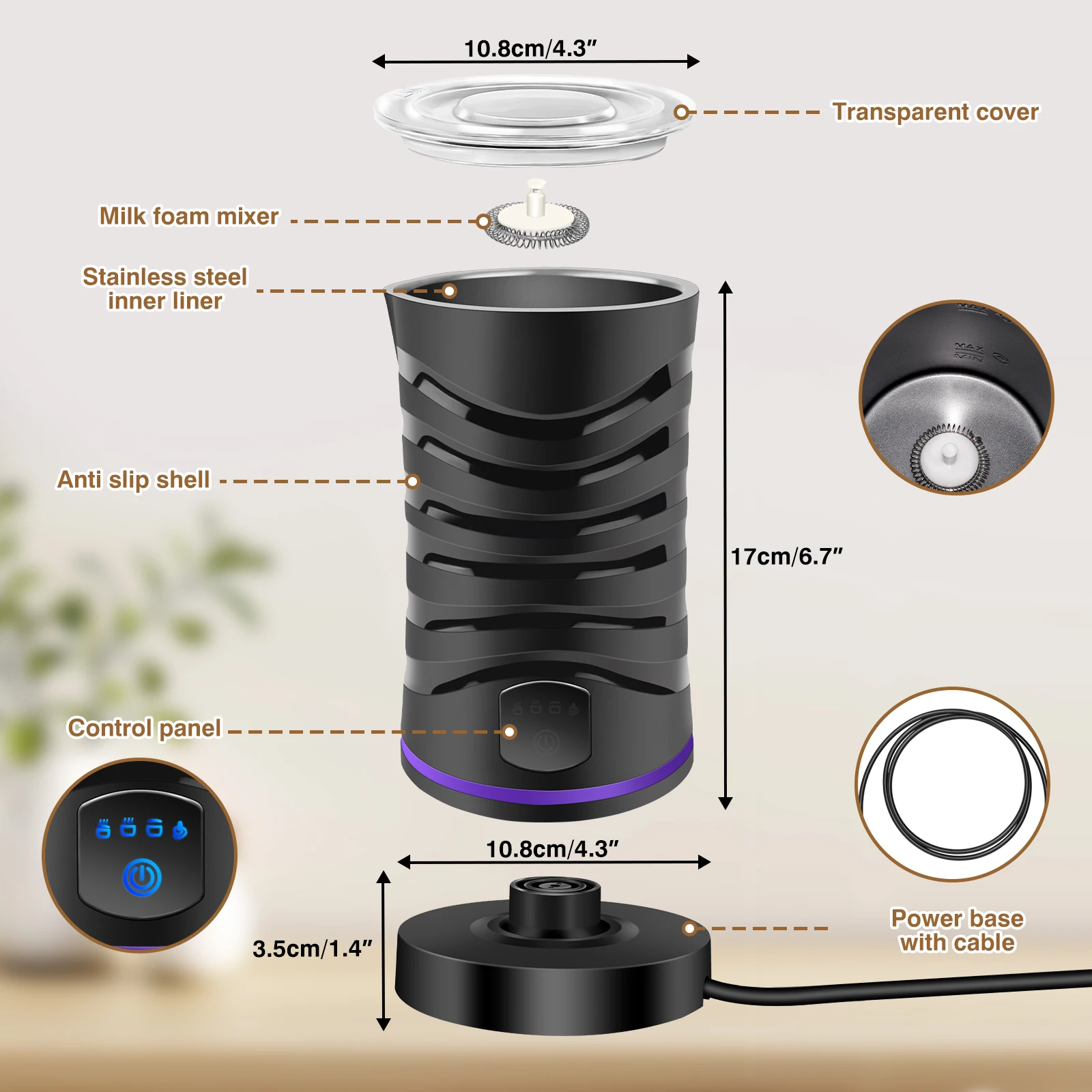 4 in 1 Electric Milk Frother Milk Foam Machine For Coffee Cappuccino Latte Hot and Cold Foam Maker Automatic Milk Frother Foamer 2