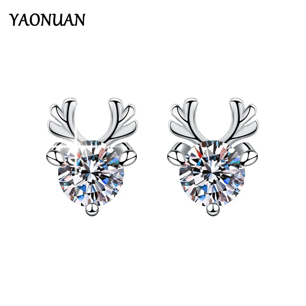 

YAONUAN 0.5 Carat D Color Moissanite Fawn Ear Stud Earrings For Women 925 Sterling Silver Sparkling Piercing Earring Jewelry