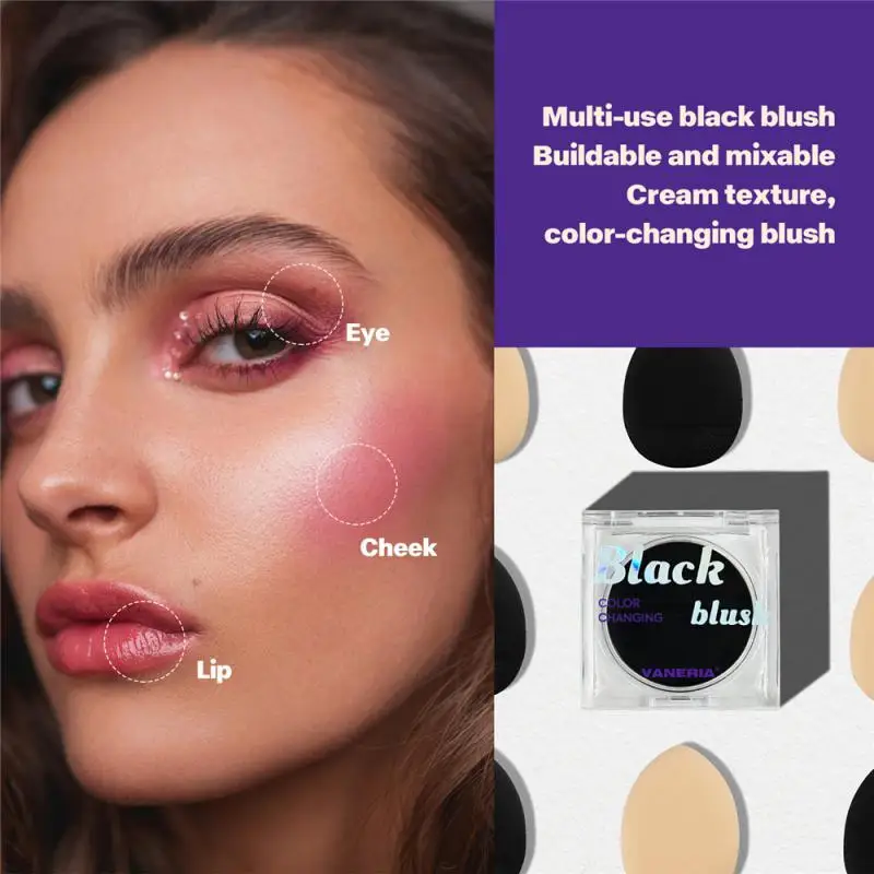 Large Volume Blush Water Proof Practical Black To Blush Cream Trimming Face Makeup Best Seller Black Color Changing Blush